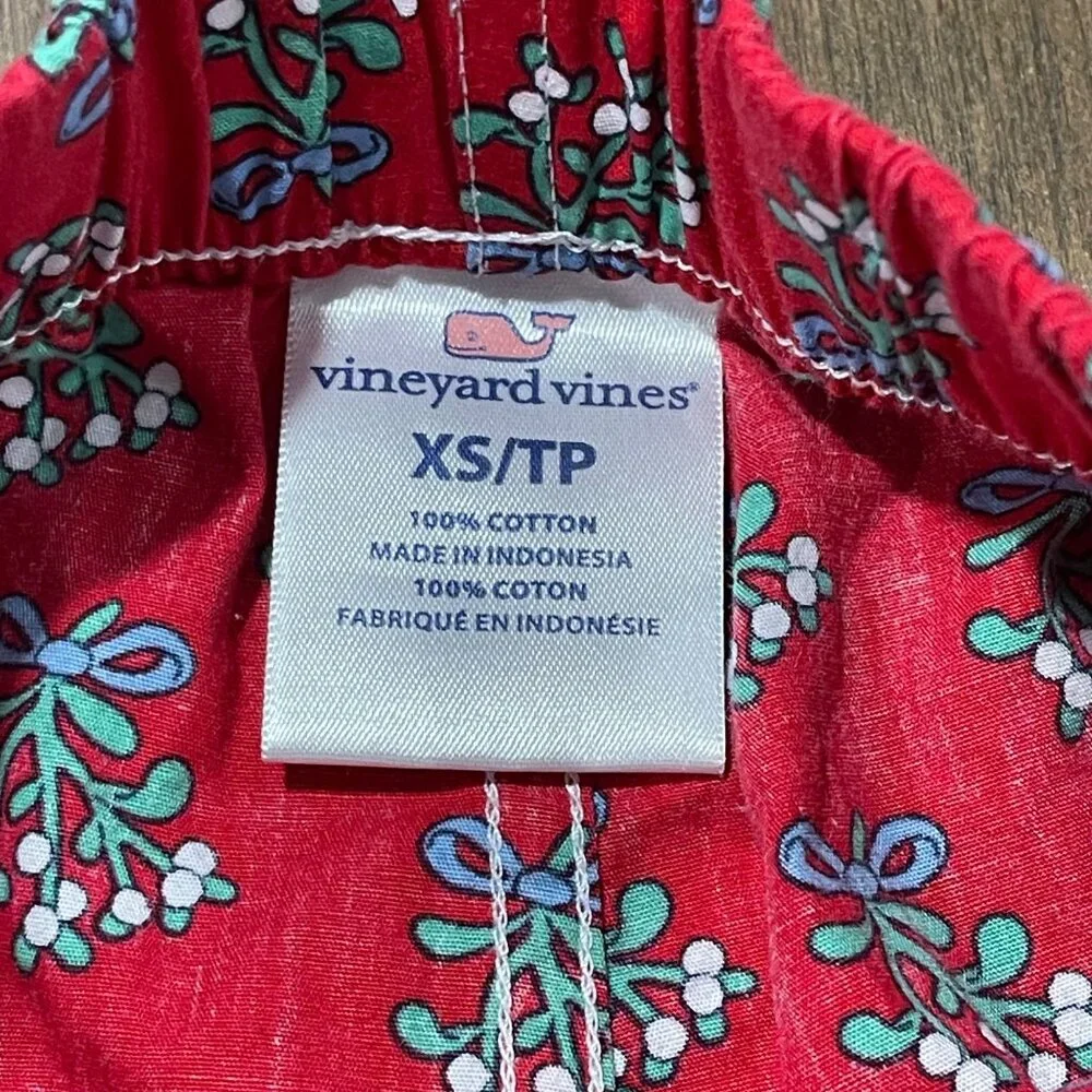 Vineyard Vines Boxers Men's Size XS Mistletoe Print 100% Cotton Holiday Red‎